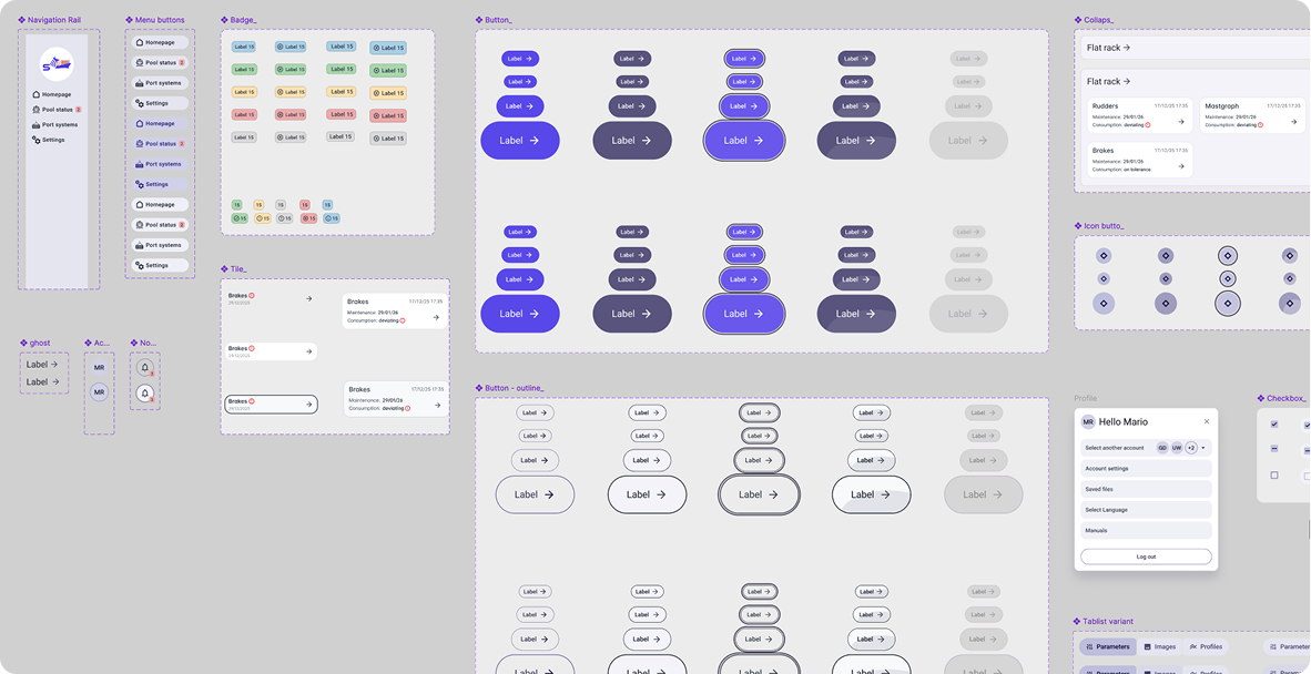 A fragment of the customed UI Kit.